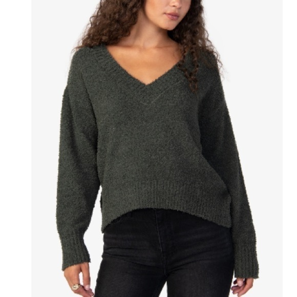 Sanctuary Women's Green forest Long-Sleeve V-Neck Sweatshirt Sweater XXS - Picture 5 of 10